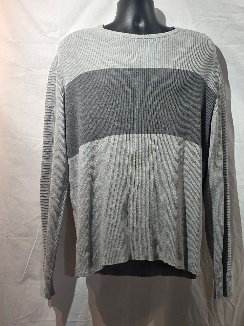 Calvin Klein Jeans Colorblock Ribbed Knit Sweater - Grey - Size L